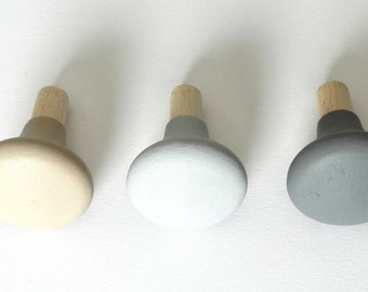 Tiradores redondos para armarios en tonos tierra - Tiradores para muebles de madera de haya - Juego de 3