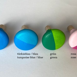 Bunte Schubladenknöpfe aus Buchenholz, handbemalt, 2 und 4 Stück