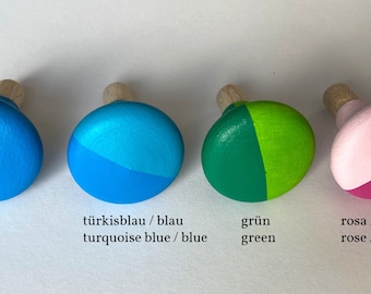 Bunte Schubladenknöpfe aus Buchenholz, handbemalt, 2 und 4 Stück