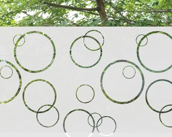 Geometric self-adhesive window film for privacy with rings design