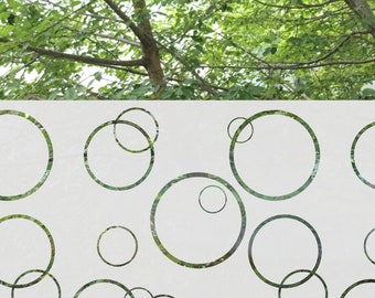 Privacy Window Film with Geometric Pattern in Frosted and Etched - Bathroom Window Privacy Cling or Kitchen Window Decor