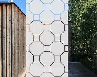 Geometrische Achteck Fensterdekoration, Milchglasfolie Eingangstür Deko Folie, Minimalistische Dekoration Glas, Sichtschutz Eingangstür