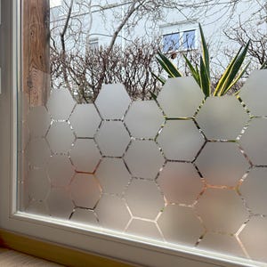 Honeycomb Privacy Window Film Geometric Hexagons Suitable For Sidelight Window Treatments - Frosted Window Film Or Glass Door Cling Film