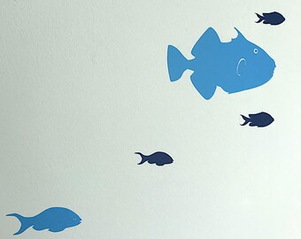 24 Fish Wall Decals, Bathroom Wall Decor, Children Wall Decal, Nautical Wall Decor, Bathroom Wall Decal for Boys Rooms, Baby Gift