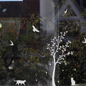 Baum Sichtschutz Folie für Glas, Dekorative Folie Fenster mit Vogel