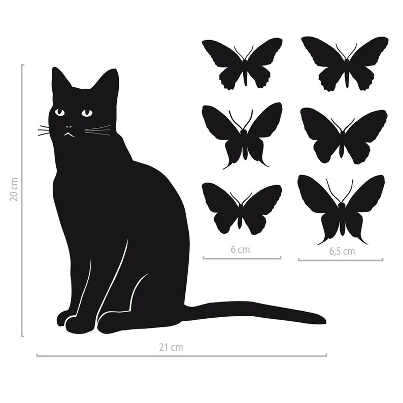 Cat Sticker Cat Wall Decal Butterfly Wall Decal Cat Decals Etsy