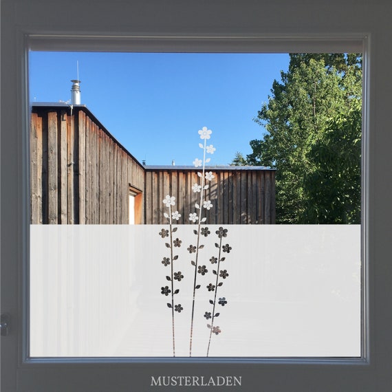 Sichtschutzfolie Fenster mit Blumen, florale Fensterdekoration