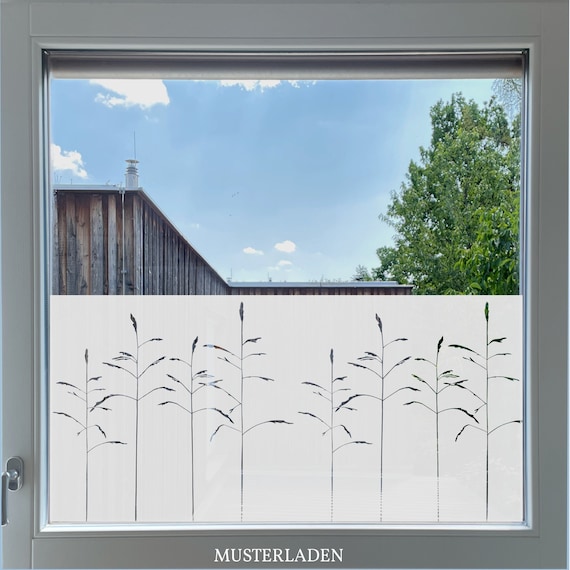 Fensterfolie Motiv Gräser, Sichtschutz Folie mit Gräsern, Folie für Glas,  Blickschutz Folie Küche, Glasdekorfolie Büro, Fenstertattoo Gräser - .de