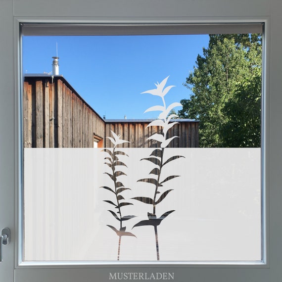 Fensterfolie Naturmotiv, dekorativer Sichtschutz Fenster, Blätter