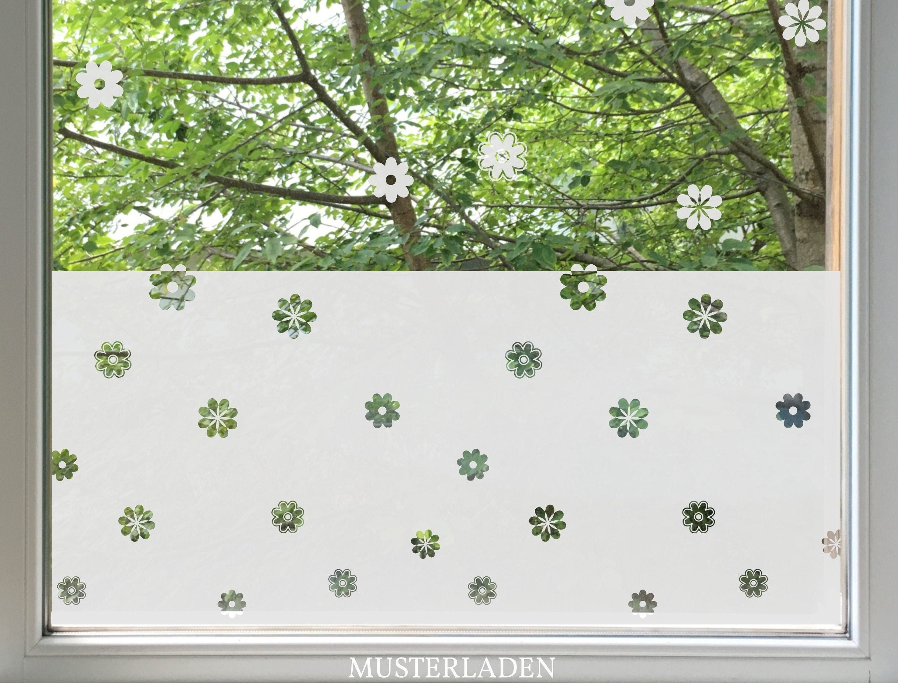 Florale Sichtschutzfolie für frühlingshafte Wohnungsdekoration - Frost-Glas Folie für Sichtschutz – Küchenfenster-Dekoration