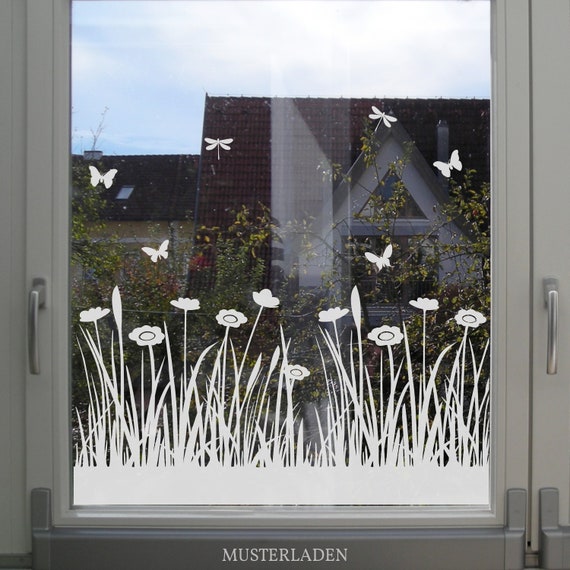 Window Film Grass and Flowers Decorative Privacy Window Film -  Finland