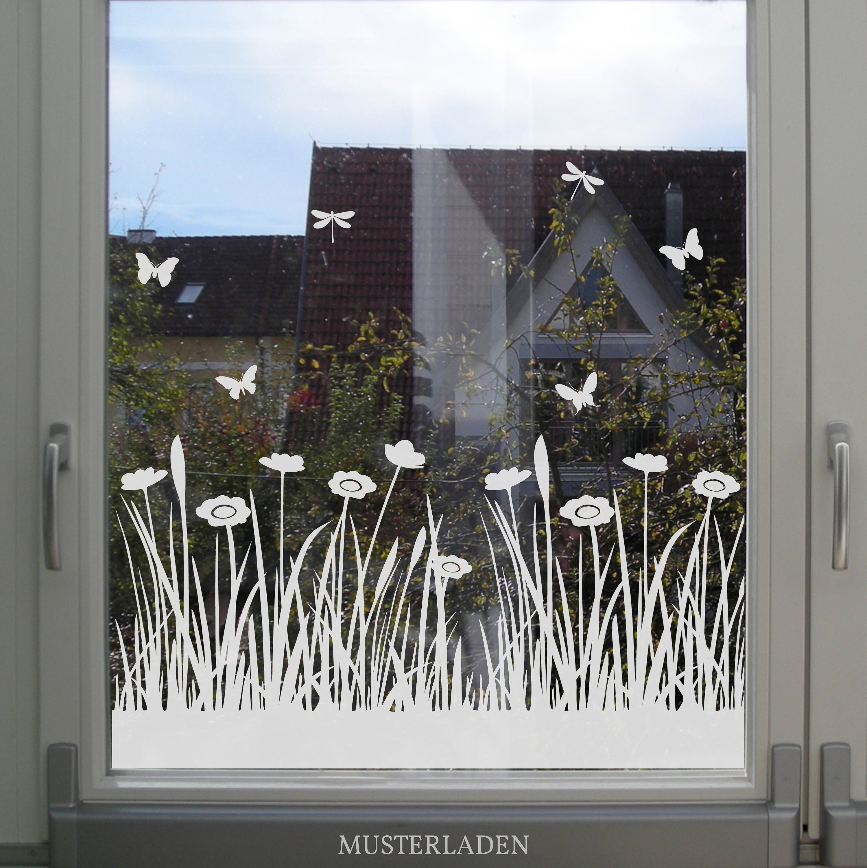 Window Film Grass and Flowers Decorative Privacy Window Film -  Finland