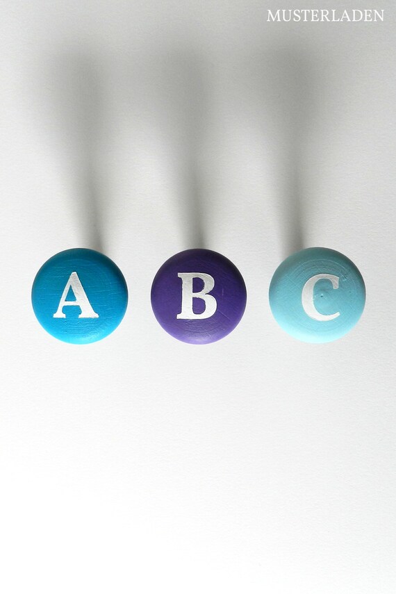 Round Drawer Knob With Letter Colourful Drawer Knobs Cabinet Etsy