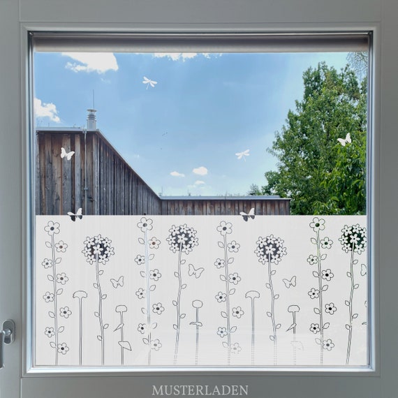 Fenster Sichtschutz Folie mit Blumenmotiv - Maßanfertigung