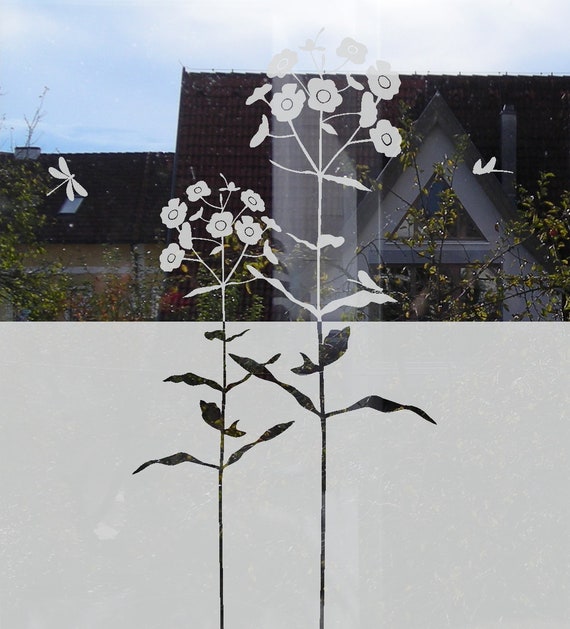 Flower Window Privacy Film Privacy Decal For Front Door Etched Glass Window Film Floral Glass Decal Frosted Window Privacy Decoration