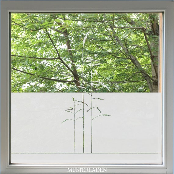 Fensteraufkleber aus Milchglasfolie mit Gräsern, Fensterfolie mit  Naturmotiv für Sichtschutz - .de