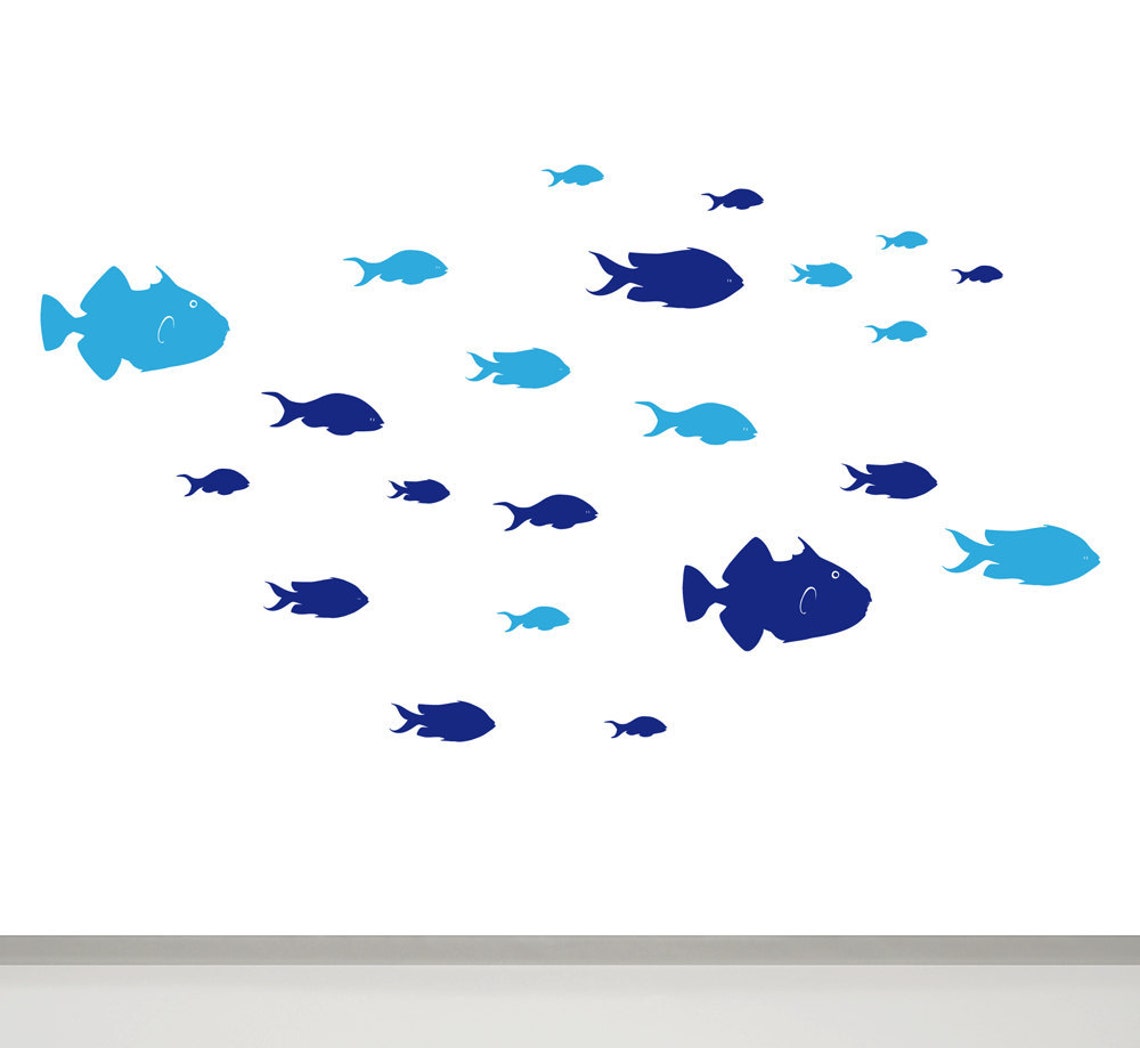 24 Fish Wall Decals Bathroom Wall Decor Children Wall Decal Etsy