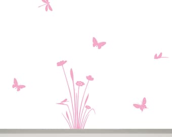 Flower and Butterfly Wall Decal