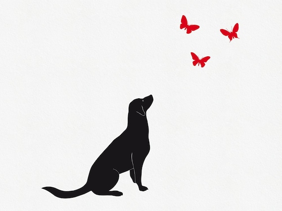 Dog Wall Decal With Butterflies Unique Baby Boy Nursery Wall Decor - Puppy Wall Art Removable Stickers For Kids Room - Playroom Wall Decor