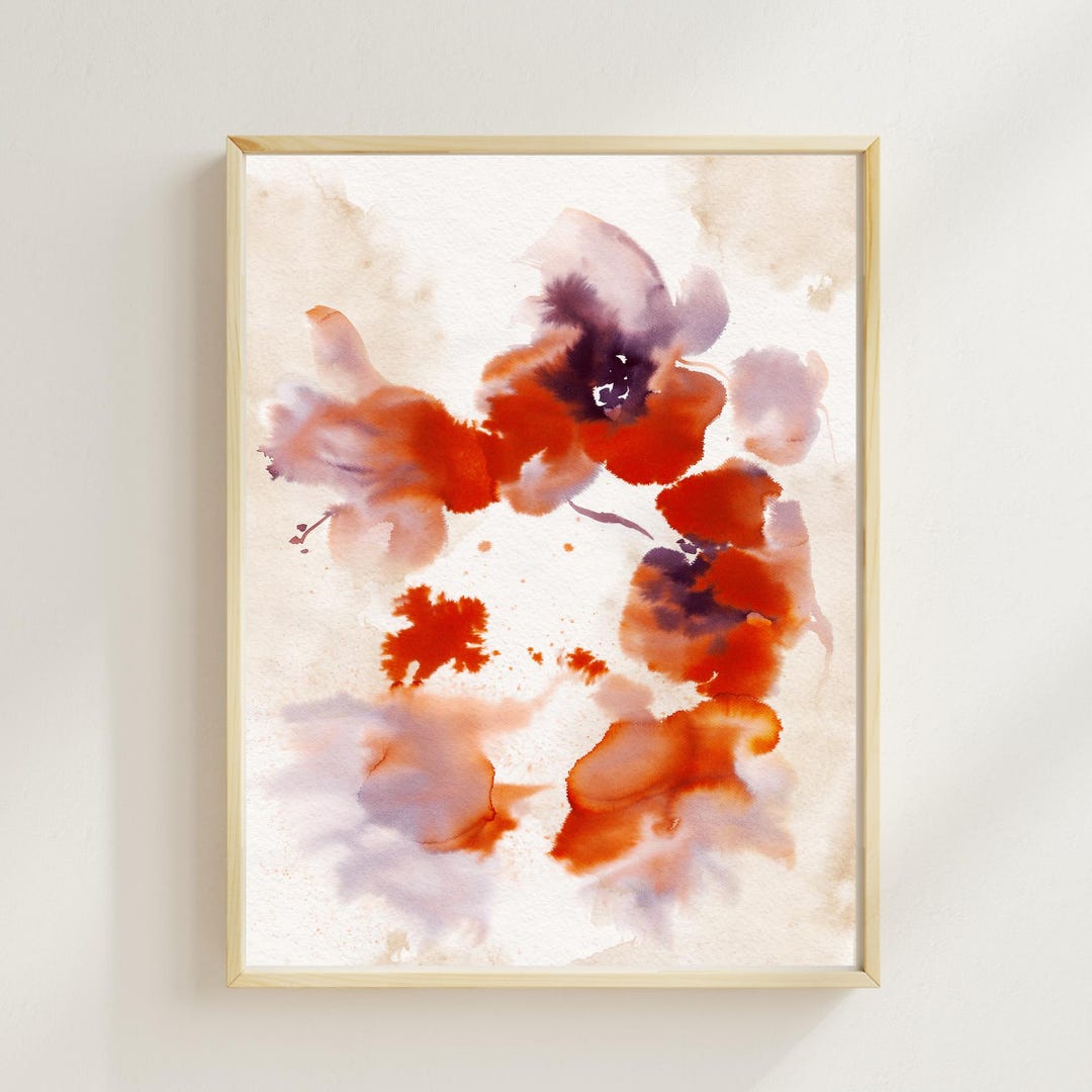 Abstract Watercolor Flower Wall Art: Modern Boho Home Decor Poster ...