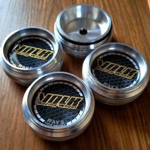 CNC Aluminum Volk Racing GT-F High-Type Center Caps – Set of 4 (OEM Fit, Rare gtf/gts & te37)