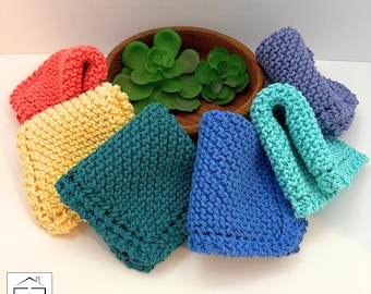 Hand-Knitted Dish Rag/Washcloth, 100% Cotton washcloth/Dishcloth, Knitted Dish Rag, Hand Knitted Washcloth, Eco-Friendly Reusable Washcloths