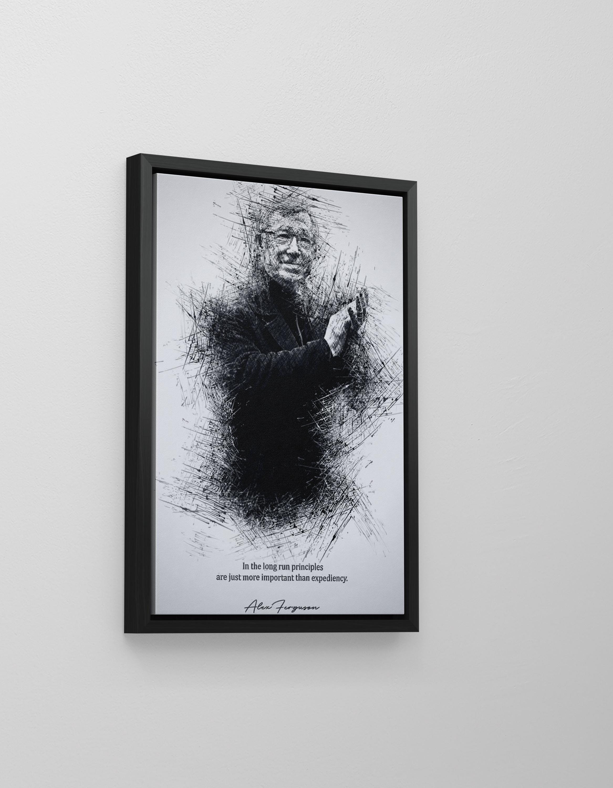 Impact Art Signé Alex Ferguson - Œuvre Encadrée Noire - Memorabilia Framers