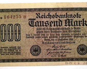 ドイツ　1000マルク 1922年 1922年ドイツ1000マルク紙幣 – ワイマール共和国ハイパーインフレ時代