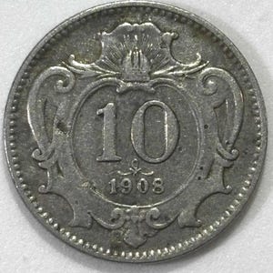 1908 Austria-Hungary 10 Heller Coin – Austro-Hungarian Empire – Double-Headed Eagle