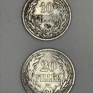 Hungarian 10 and 20 Filler Coins – 1893 & 1909 – Antique Austro-Hungarian Vintage Coins