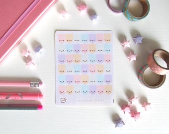Kawaii Sticker Sheet – Cute Pastel Tab Planner Stickers – Journal, Scrapbooking, Bullet Journal, Matte Kiss-Cut – NibblePop