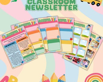 Plantilla editable para boletín informativo preescolar: Comunicación colorida en el aula (descarga digital)