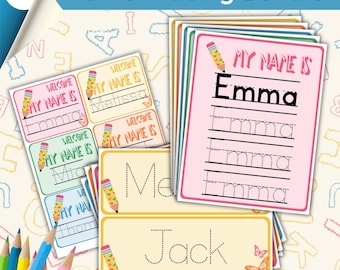 Paquete de hojas de trabajo personalizadas para rastrear nombres: PDF editable (descarga digital)