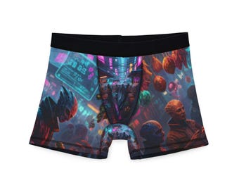 Vida nocturna en la ciudad ciberpunk Boxers / Calles de neón AOP