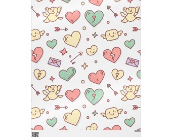 Papel de regalo con corazones y querubines / Papel de regalo para San Valentín