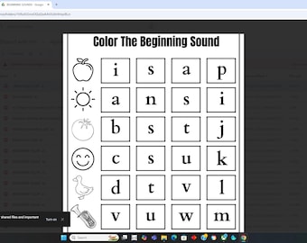 Hojas para colorear de sonidos iniciales
