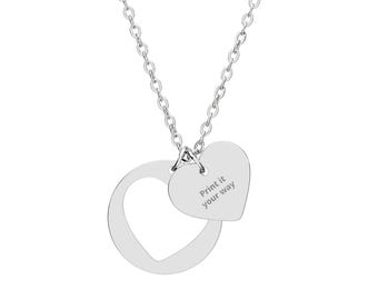 Collar con colgante de corazón grabado, corte de acero inoxidable, recuerdo personalizado
