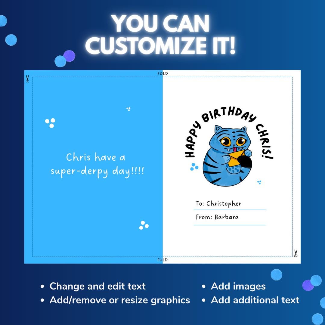 Derpy Birthday Card | Editable Canva Template & Instant PDF | Demon ...