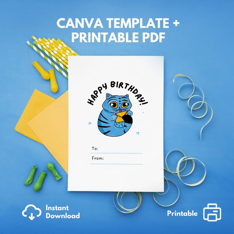 Derpy Birthday Card | Editable Canva Template & Instant PDF | Demon ...