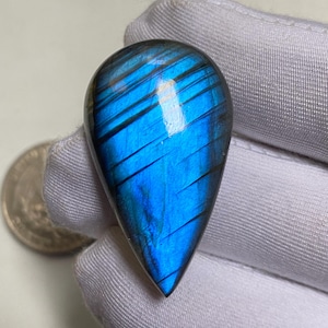 Top Blue Labradorite Gemstone Pear Labradorite Blue Flashy Labradorite Natural Labradorite Gemstone Loose Cabochon Gemstone 34x20x7 MM