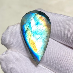 AA+ Labradorite Gemstone Teardrop Labradorite Blue Flashy Labradorite Natural Labradorite Gemstone Loose Cabochon Gemstone 33x19x6 MM