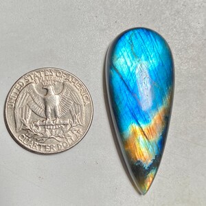 Growing Labradorite Gemstone Teardrop Labradorite Blue Flashy Labradorite Natural Labradorite Gemstone Loose Cabochon Gemstone 47x20x7 MM