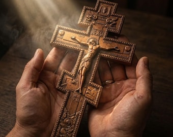 Hölzernes höhlenartiges Kreuz, 50cm Buchen-Wand-Kruzifix-Christliches Dekor