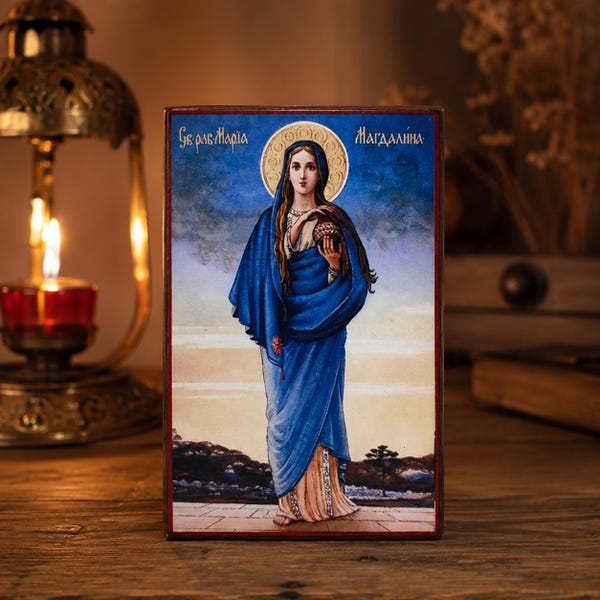 Saint Mary Magdalene Icon 6.3in Orthodox Wooden Icon Christian Gift