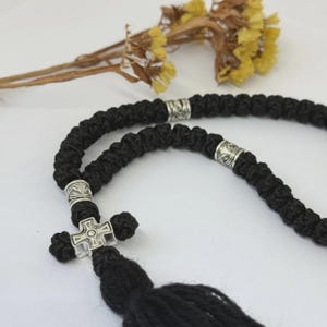 Handmade Orthodox Prayer Rope Bracelet 50 Knots, Black Komboskini, Christian Prayer Beads, Eastern Orthodox Gift, Spiritual Bracelet