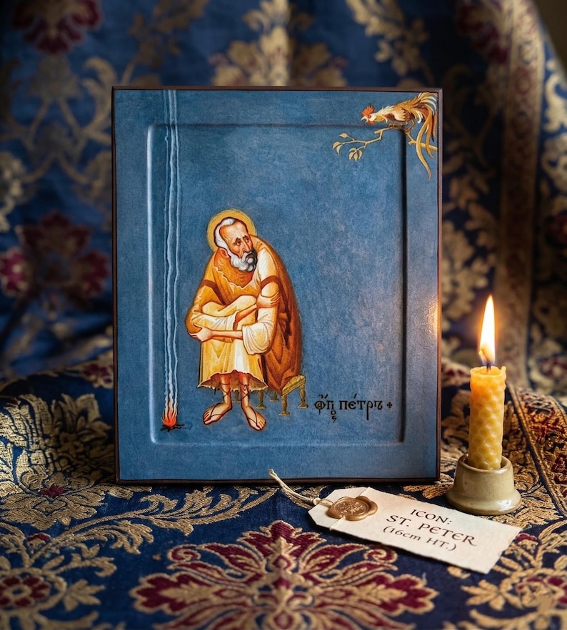 Orthodox Icon Saint Peter Apostle Wooden Icon 5.1x6.3 in Panel image 5