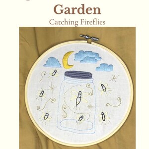 Catching Fireflies - Hand Embroidery PDF Pattern | Mason Jar with Lightening Bugs | Beginner-Friendly Digital Download
