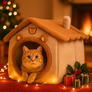 Cat Dog House | Cozy Bed | Pet Cave | Holiday Gift | Soft Cat Den | Kitty Puppy Playhouse | Unique Furniture washable comfortable foldable