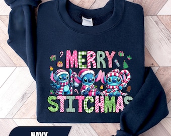 Disney Merry Stitchmas Sweatshirt, Stitch Christmas Sweater, Christmas Gift, Disneyland Christmas, Lilo And Stitch Christmas Family Matching