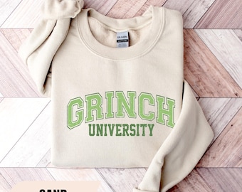 Retro Grinch University Christmas Sweatshirt, Grinchmas Shirt, Whoville University Sweatshirt, Christmas Gift, Grinch Christmas Gifts